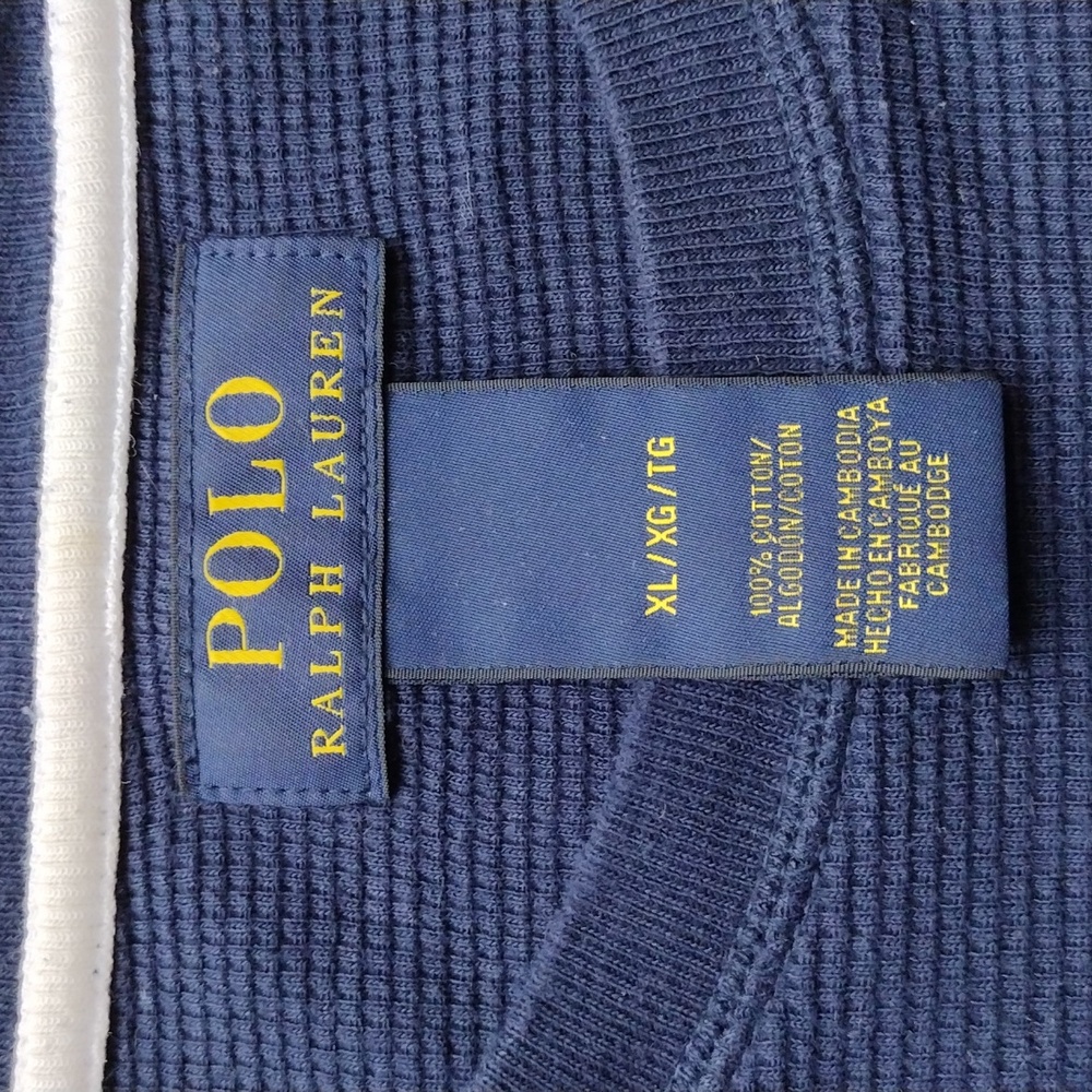 Polo by Ralph Lauren Men's Long Sleeve Waffle Tee Navy Size XL